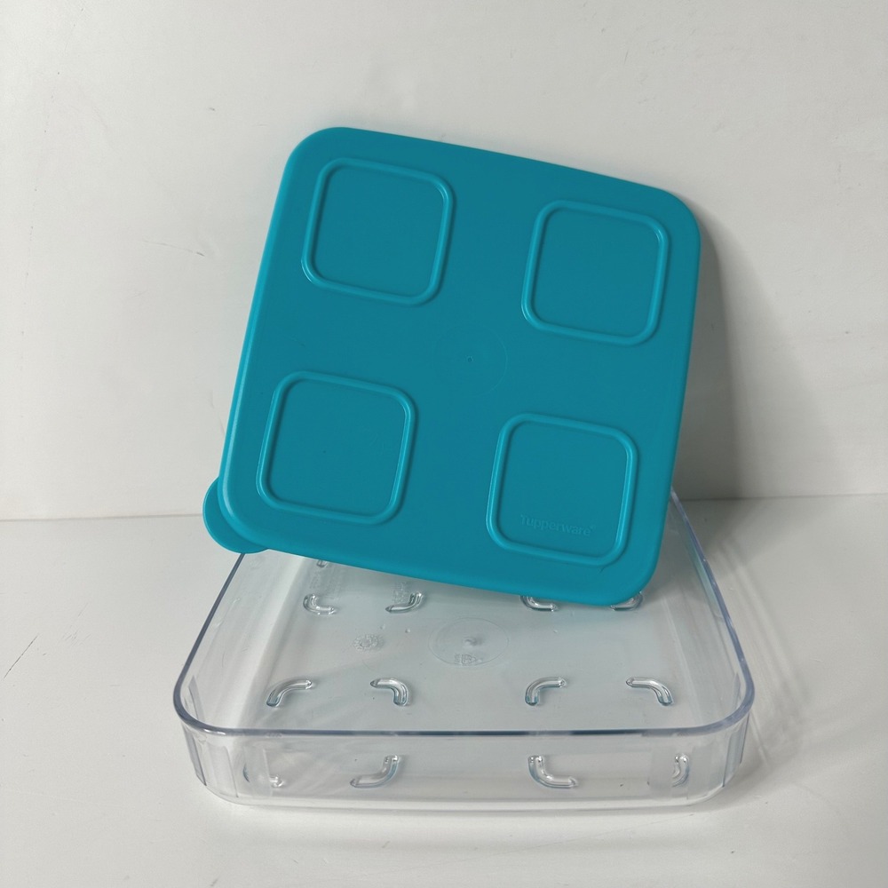 Tupperware Clear Mates Square Low Stackable Storage Container 3150A-2 6860A-2